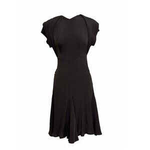 Vintage Saks Fifth Avenue Minimalist Midi Black Dress - Size 2